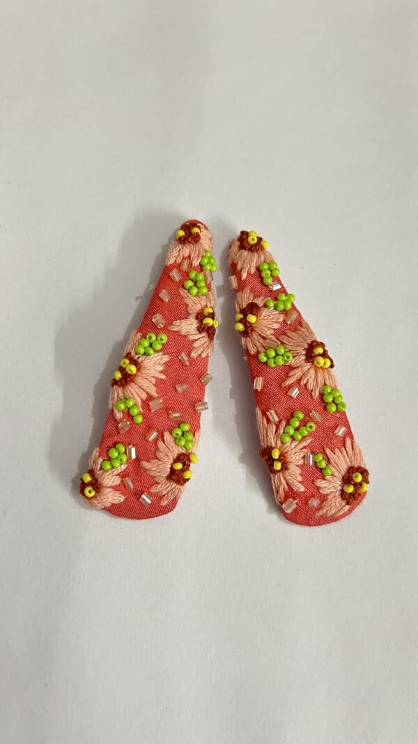 NilaMila Sunflower Hand Embroidered Clips Hair Clip Tic Tac Clip