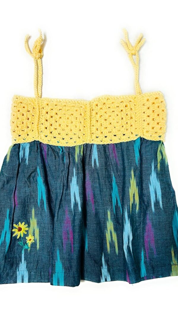 NilaMila Cotton Handmade Crochet Baby Dress Blue White