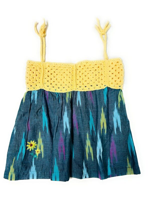 NilaMila Cotton Handmade Crochet Baby Dress Blue White