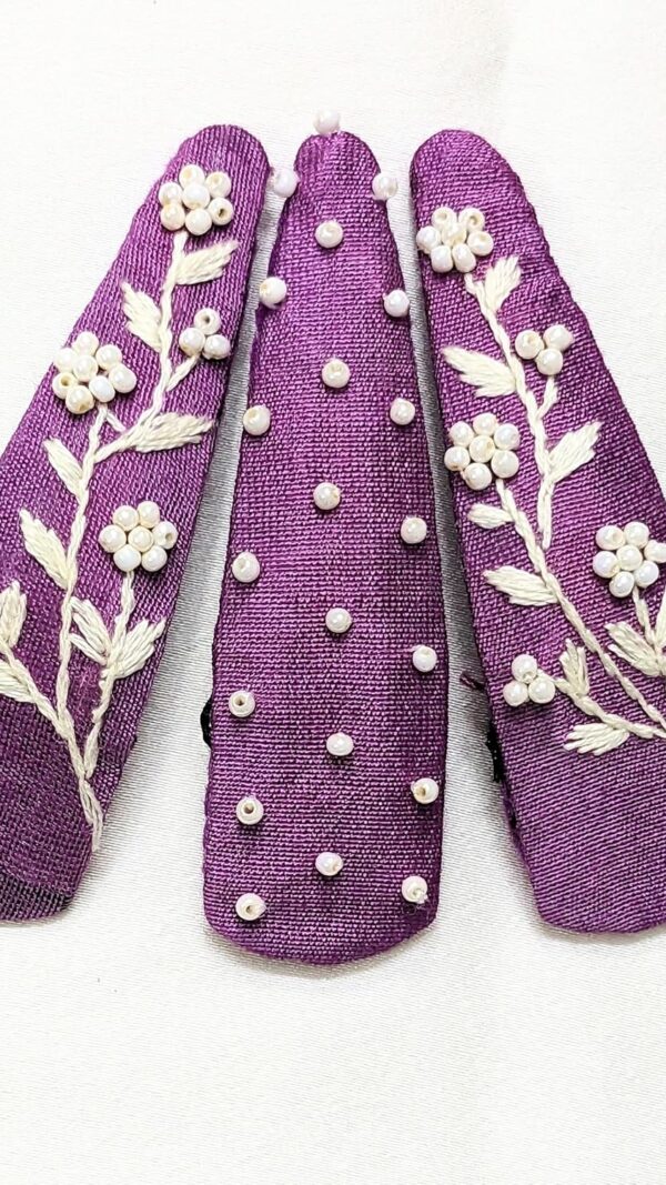 NilaMila Soft Hand Embroidered Clips Hair Clip Tic Tac Clip