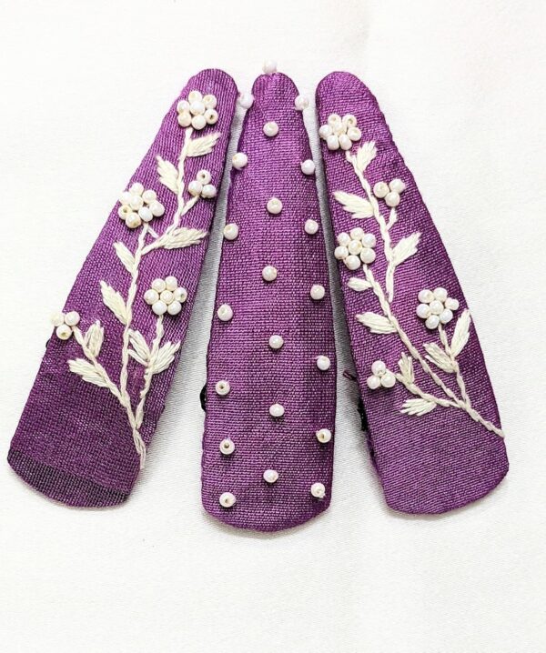 NilaMila Soft Hand Embroidered Clips Hair Clip Tic Tac Clip